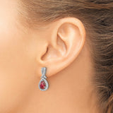 Sterling Silver Dangle Earrings with Lab-Created Ruby and Cubic Zirconia Ribbon Design