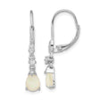Sterling Silver Teardrop Earrings with Opal and Cubic Zirconia, Leverback Dangle Style for Women