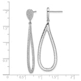 Sterling Silver Teardrop Dangle Earrings with Cubic Zirconia, Double Open Loop Design