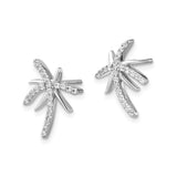 Sterling Silver Starfish Stud Earrings with Cubic Zirconia, Coastal Nautical Design