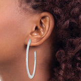 Sterling Silver Hoop Earrings with Cubic Zirconia, Flat Edge Modern Minimalist Design