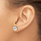 Sterling Silver Stud Earrings with 8mm Cubic Zirconia, Three Prong Setting, Minimalist Design