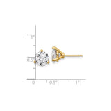 Sterling Silver Round CZ Stud Earrings Three-Prong