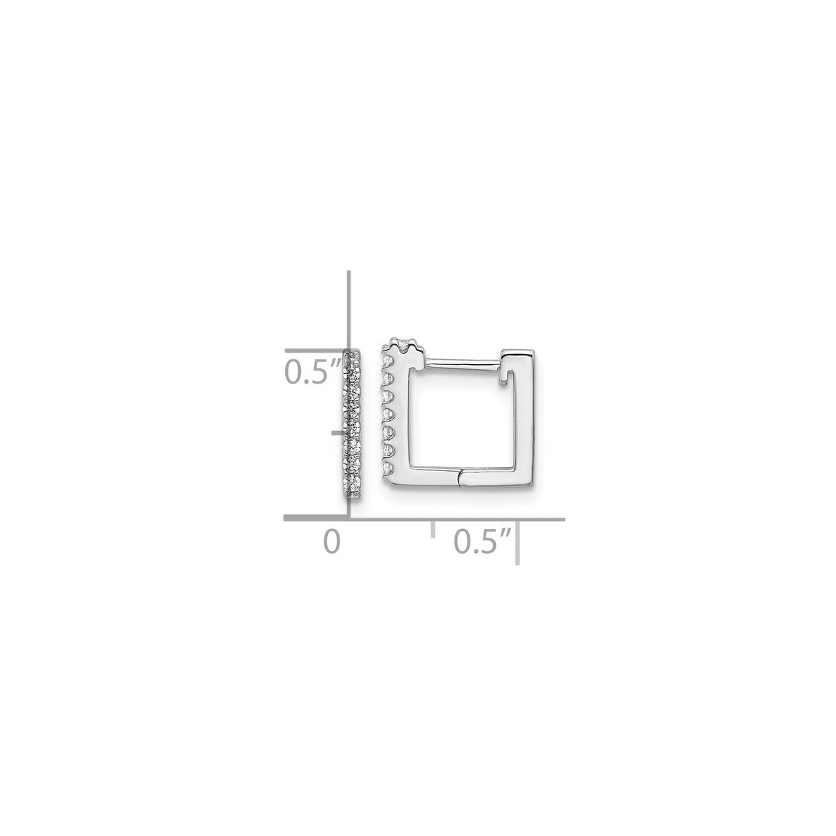Sterling Silver Square Hoop Earrings with Cubic Zirconia Pavé, Modern Geometric Huggie Style