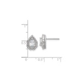 Sterling Silver Teardrop Stud Earrings with Cubic Zirconia and Double Halo Design