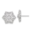 Sterling Silver Floral Stud Earrings with Cubic Zirconia, Filigree Snowflake Design, Vintage-Inspired
