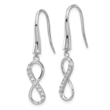 Sterling Silver Dangle Earrings with Cubic Zirconia, Infinity Symbol Design for Women
