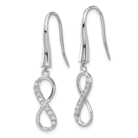 Sterling Silver Dangle Earrings with Cubic Zirconia, Infinity Symbol Design for Women