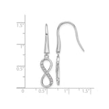 Sterling Silver Dangle Earrings with Cubic Zirconia, Infinity Symbol Design for Women