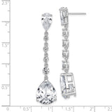 Sterling Silver Dangle Earrings with Pear Shaped Cubic Zirconia and Round CZ Accents