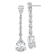 Sterling Silver Dangle Earrings with Pear Shaped Cubic Zirconia and Round CZ Accents