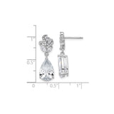 Sterling Silver Dangle Earrings with Marquise and Round Cubic Zirconia, Leaf Design, Teardrop Drop