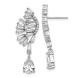 Sterling Silver Drop Earrings with Cubic Zirconia, Asymmetrical Fan and Pear-Shaped Dangles