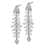 Sterling Silver Dangle Earrings with Cubic Zirconia, Arrowhead Inspired Geometric Drop Design