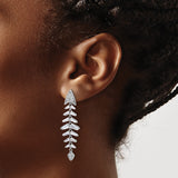 Sterling Silver Dangle Earrings with Cubic Zirconia, Arrowhead Inspired Geometric Drop Design