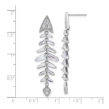 Sterling Silver Dangle Earrings with Cubic Zirconia, Arrowhead Inspired Geometric Drop Design