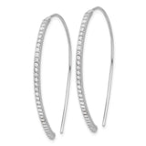 Sterling Silver Curved Hoop Earrings with Cubic Zirconia, Modern Threader Drop Design