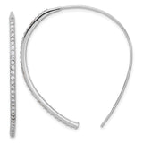 Sterling Silver Curved Hoop Earrings with Cubic Zirconia, Modern Threader Drop Design