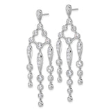 Sterling Silver Chandelier Earrings with Cascading Teardrop Cubic Zirconia, Formal Statement Style