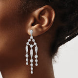 Sterling Silver Chandelier Earrings with Cascading Teardrop Cubic Zirconia, Formal Statement Style