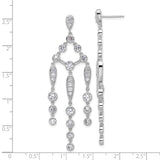 Sterling Silver Chandelier Earrings with Cascading Teardrop Cubic Zirconia, Formal Statement Style