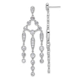 Sterling Silver Chandelier Earrings with Cascading Teardrop Cubic Zirconia, Formal Statement Style