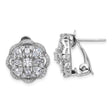 Sterling Silver Floral Cluster Stud Earrings with Cubic Zirconia for Women