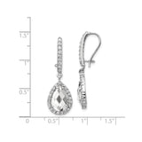 Sterling Silver Drop Earrings with Pear Shaped Cubic Zirconia and Halo Setting