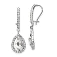 Sterling Silver Drop Earrings with Pear Shaped Cubic Zirconia and Halo Setting
