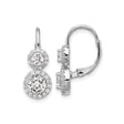 Sterling Silver Drop Earrings with Cubic Zirconia, Double Halo Leverback Design