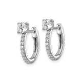 Sterling Silver Hoop Earrings with Round Solitaire Cubic Zirconia and Pavé Accents