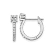 Sterling Silver Hoop Earrings with Round Solitaire Cubic Zirconia and Pavé Accents