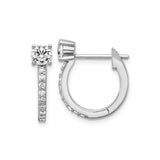Sterling Silver Hoop Earrings with Round Solitaire Cubic Zirconia and Pavé Accents