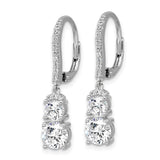 Sterling Silver Drop Dangle Earrings with Round Cut Cubic Zirconia, Leverback Closure