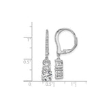 Sterling Silver Drop Dangle Earrings with Round Cut Cubic Zirconia, Leverback Closure