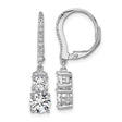 Sterling Silver Drop Dangle Earrings with Round Cut Cubic Zirconia, Leverback Closure