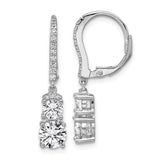 Sterling Silver Drop Dangle Earrings with Round Cut Cubic Zirconia, Leverback Closure