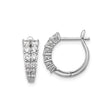 Sterling Silver Hoop Earrings with Double Row Cubic Zirconia in Prong Setting