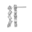 Sterling Silver Drop Earrings with Multi-Cut Cubic Zirconia in Vertical Design