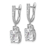 Sterling Silver Drop Earrings with Cushion Cut Cubic Zirconia and Pave Accents
