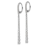 Sterling Silver Dangle Earrings with Cubic Zirconia, Linear Drop Tennis Style