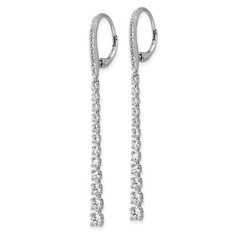 Sterling Silver Dangle Earrings with Cubic Zirconia, Linear Drop Tennis Style
