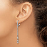 Sterling Silver Dangle Earrings with Cubic Zirconia, Linear Drop Tennis Style