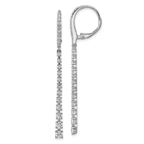 Sterling Silver Dangle Earrings with Cubic Zirconia, Linear Drop Tennis Style