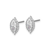 Sterling Silver Marquise Cut Halo Stud Earrings with Cubic Zirconia Accents
