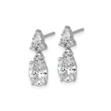 Sterling Silver Dangle Earrings with Oval Cut Cubic Zirconia and Clear Round and Pear Stones