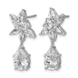 Sterling Silver Dangle Earrings with Cubic Zirconia, Marquise and Round Floral Cluster Design