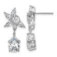 Sterling Silver Dangle Earrings with Cubic Zirconia, Marquise and Round Floral Cluster Design
