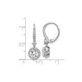Sterling Silver Dangle Earrings with Round Cut Cubic Zirconia in Halo Setting