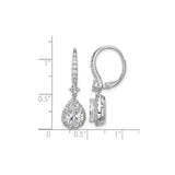 Sterling Silver Dangle Earrings with Pear-Shaped Cubic Zirconia and Halo Design